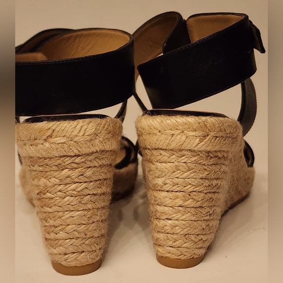 Stuart Weitzman Lexia Leather Black Espadrille Wedge Women’s Sandal Size 7 - Picture 5 of 12
